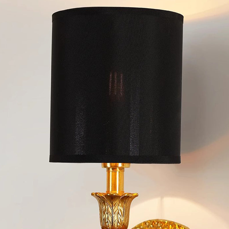 Cylinder Vein Full Copper Fabric 1-Light Wall Sconce Lamp