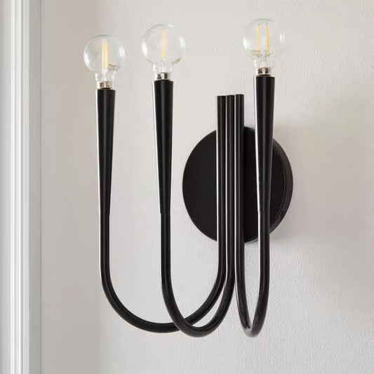 Scandinavian Disc Base Hardware 3-Light Wall Sconce Lamp