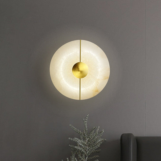 Scandinavian Round Oval Iron Marble LED Wall Sconce Lamp