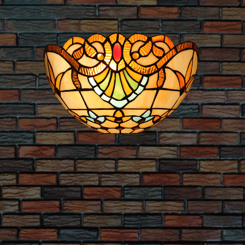 Tiffany Lattice Pattern Iron Glass 1-Light Wall Sconce Lamp