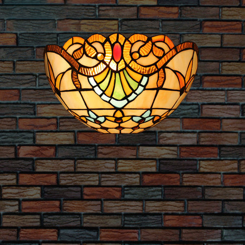 Tiffany Lattice Pattern Iron Glass 1-Light Wall Sconce Lamp