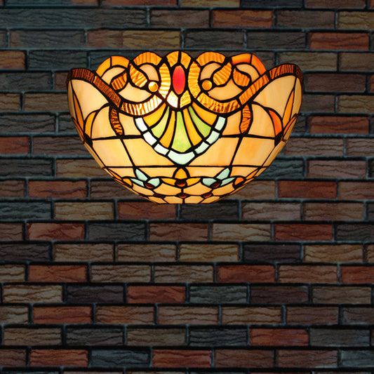 Tiffany Lattice Pattern Iron Glass 1-Light Wall Sconce Lamp
