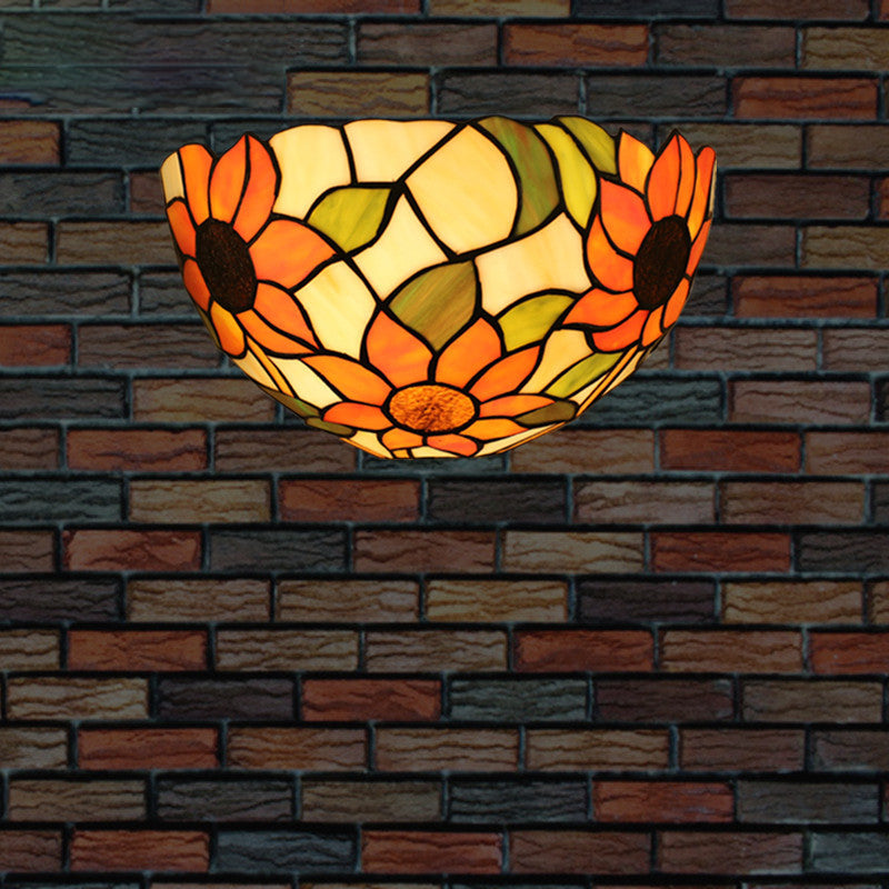 Tiffany Lattice Pattern Iron Glass 1-Light Wall Sconce Lamp