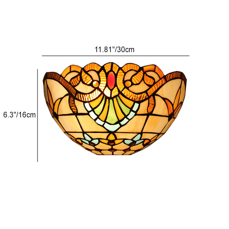 Tiffany Lattice Pattern Iron Glass 1-Light Wall Sconce Lamp