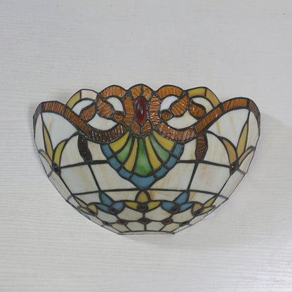 Tiffany Lattice Pattern Iron Glass 1-Light Wall Sconce Lamp