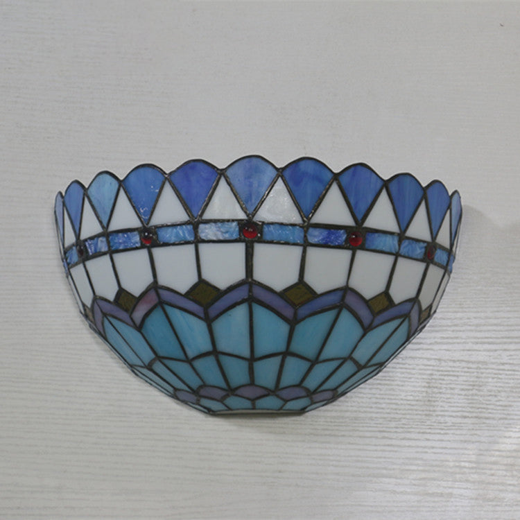 Tiffany Lattice Pattern Iron Glass 1-Light Wall Sconce Lamp