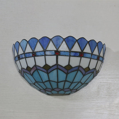 Tiffany Lattice Pattern Iron Glass 1-Light Wall Sconce Lamp