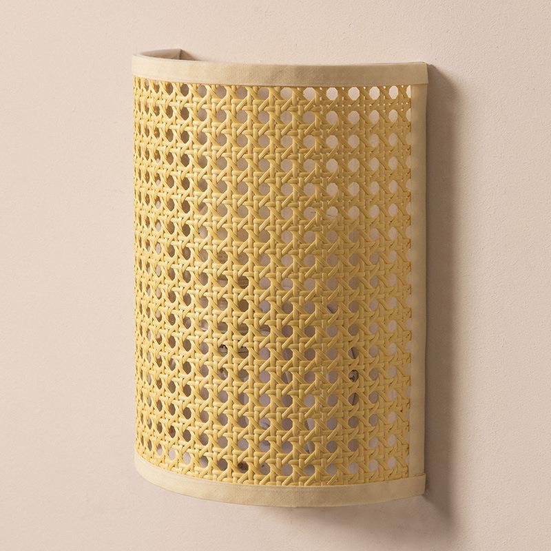 Japanese Hardware Rattan 1-Light Wall Sconce Lamp