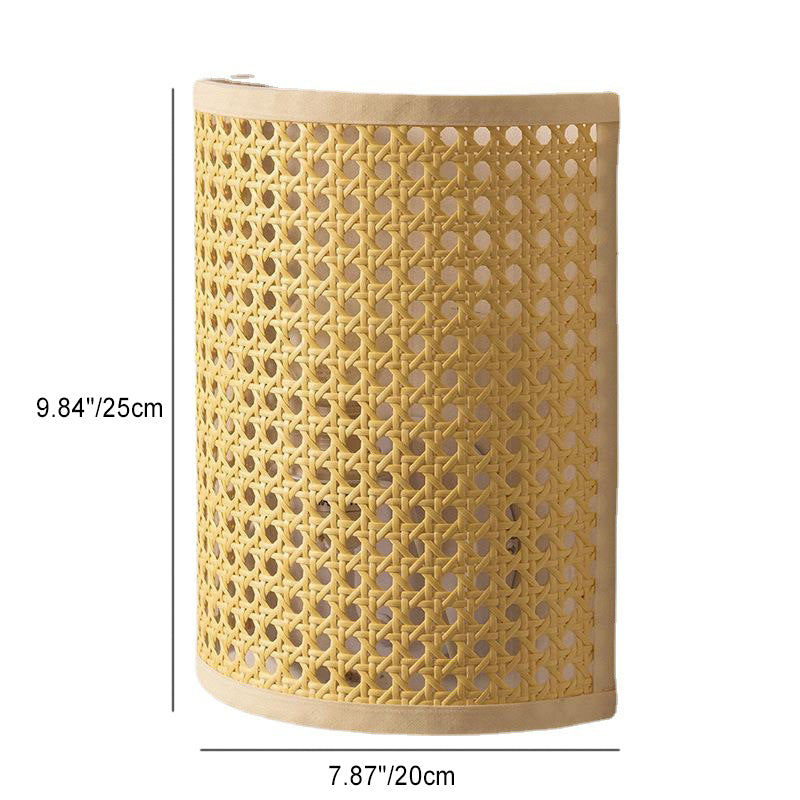 Japanese Hardware Rattan 1-Light Wall Sconce Lamp