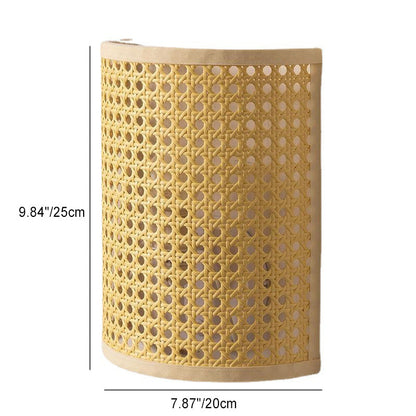 Japanese Hardware Rattan 1-Light Wall Sconce Lamp