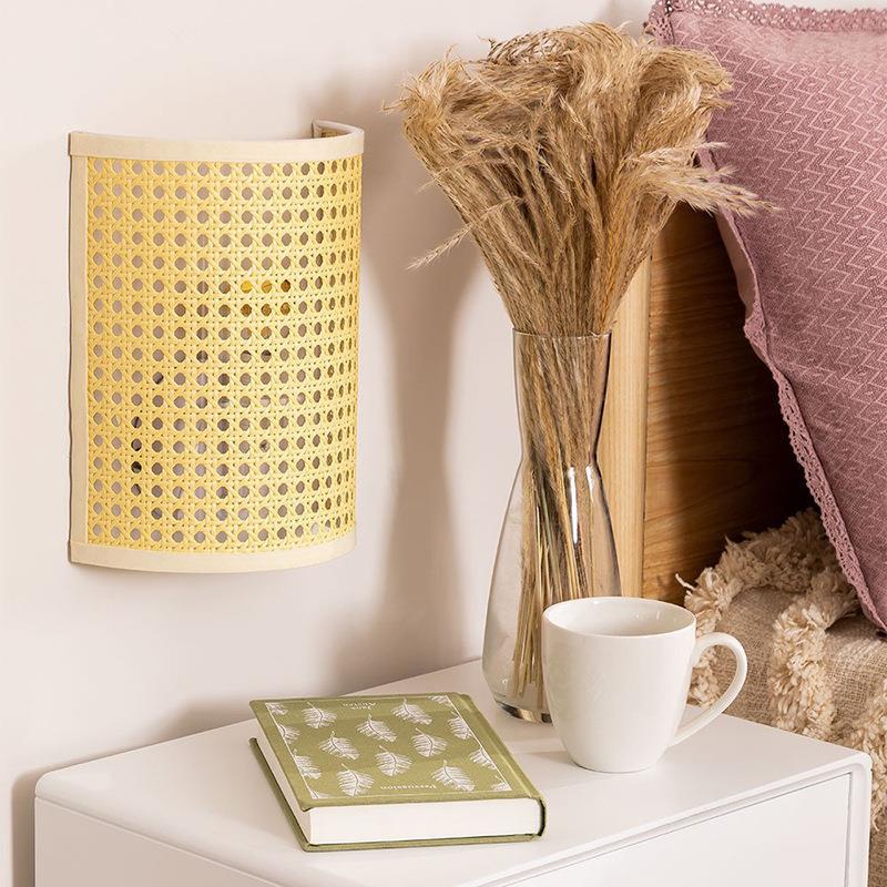 Japanese Hardware Rattan 1-Light Wall Sconce Lamp