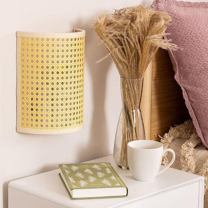 Japanese Hardware Rattan 1-Light Wall Sconce Lamp