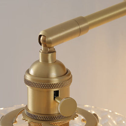 Cylinder Disc Base Brass Glass 1-Light Wall Sconce Lamp