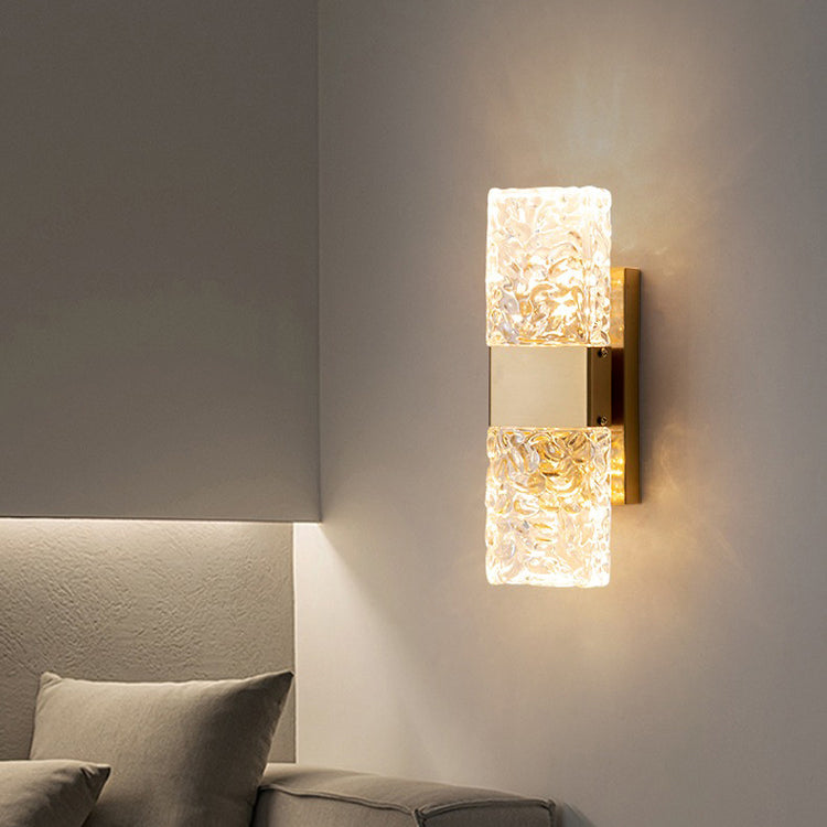 Rectangle Stainless Steel Iron Glass LED Wall Sconce Lamp