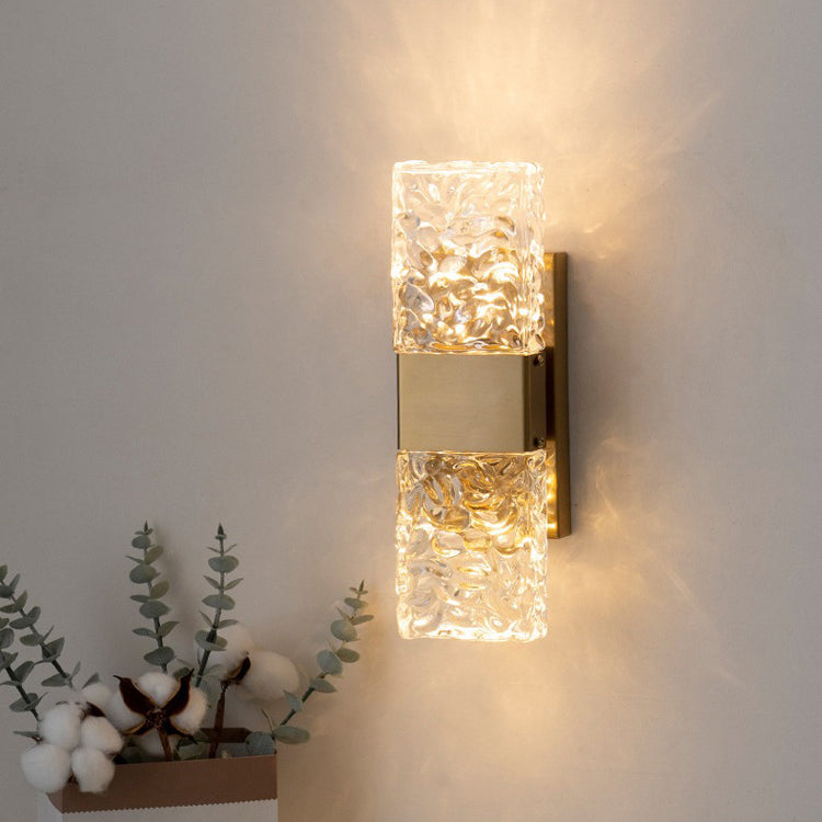 Rectangle Stainless Steel Iron Glass LED Wall Sconce Lamp