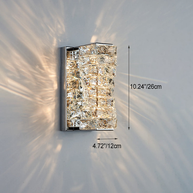Rectangle Block Hardware Crystal LED Wall Sconce Lamp