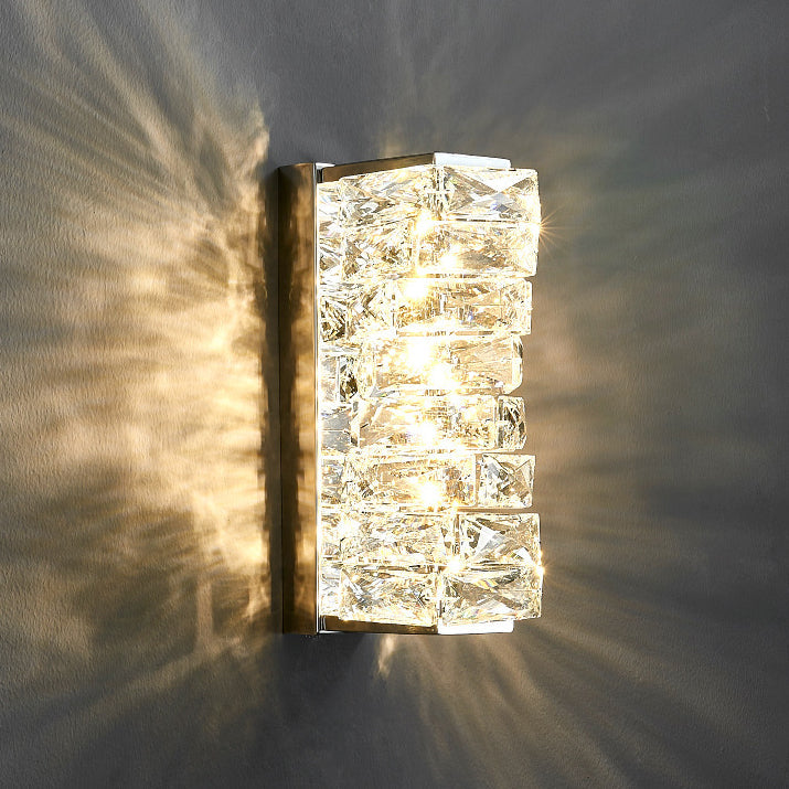 Rectangle Block Hardware Crystal LED Wall Sconce Lamp