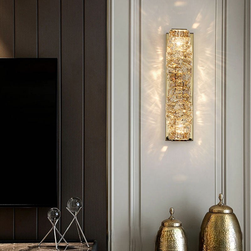 Rectangle Block Hardware Crystal LED Wall Sconce Lamp
