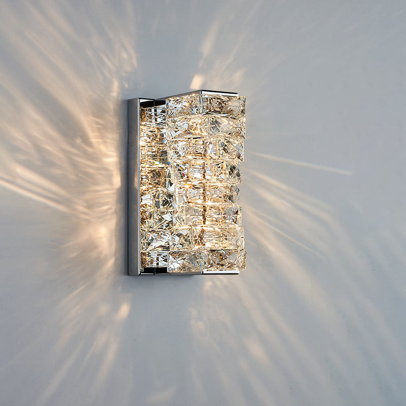 Rectangle Block Hardware Crystal LED Wall Sconce Lamp