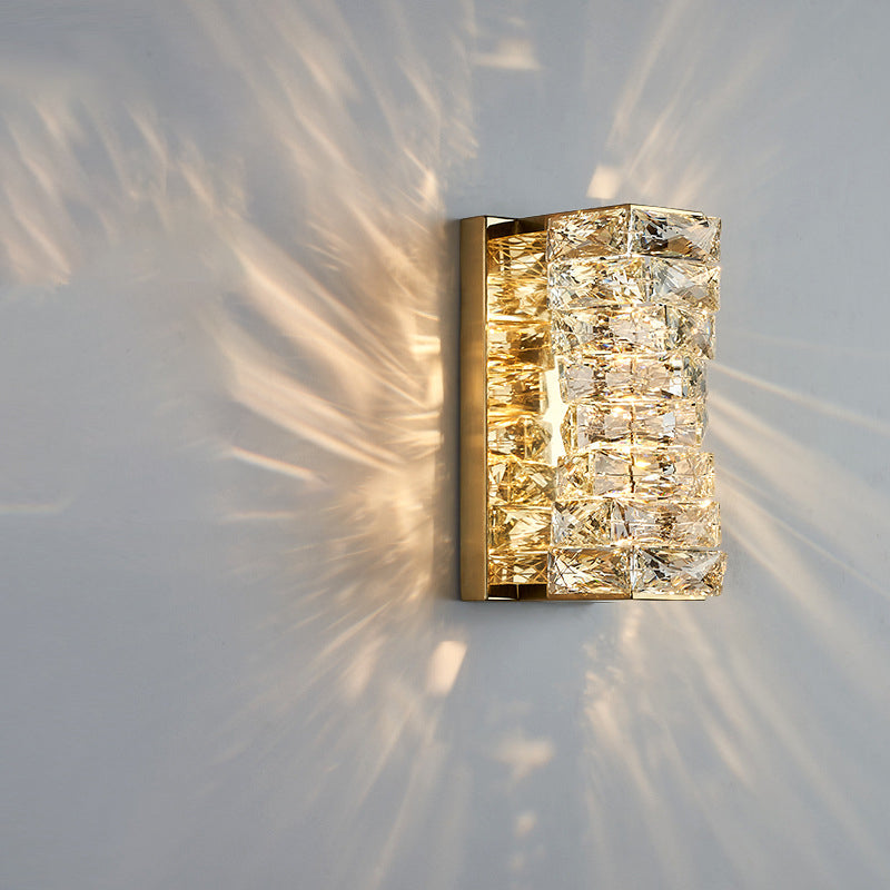 Rectangle Block Hardware Crystal LED Wall Sconce Lamp