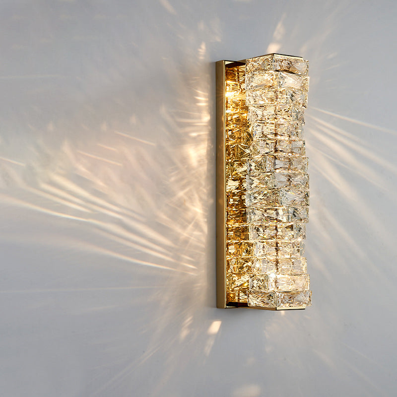 Rectangle Block Hardware Crystal LED Wall Sconce Lamp