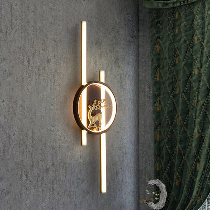 Chinese Plum Deer Full Copper Silicone LED Wall Sconce Lamp