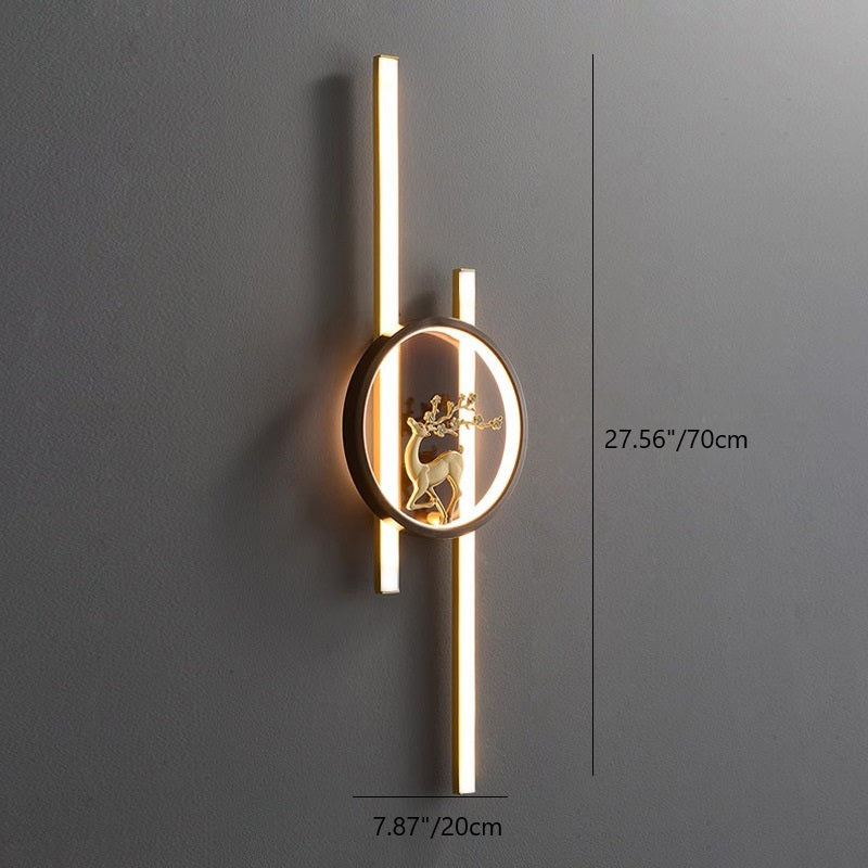 Chinese Plum Deer Full Copper Silicone LED Wall Sconce Lamp
