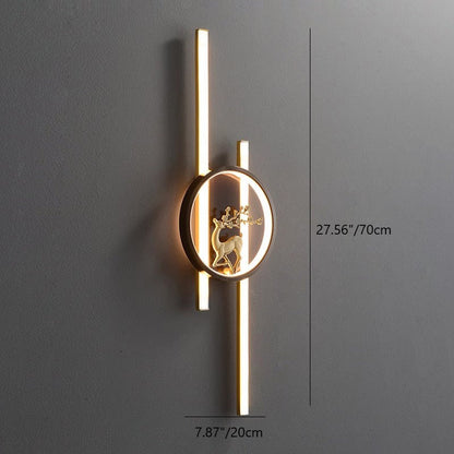 Chinese Plum Deer Full Copper Silicone LED Wall Sconce Lamp