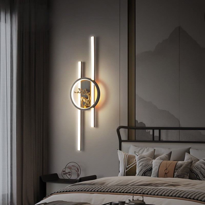 Chinese Plum Deer Full Copper Silicone LED Wall Sconce Lamp