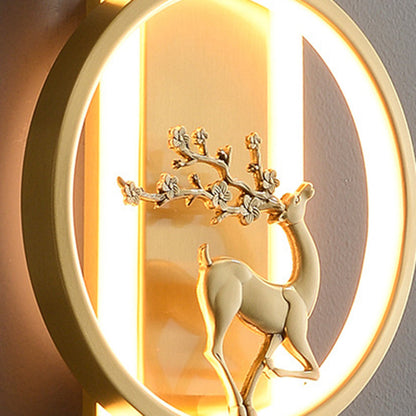 Chinese Plum Deer Full Copper Silicone LED Wall Sconce Lamp