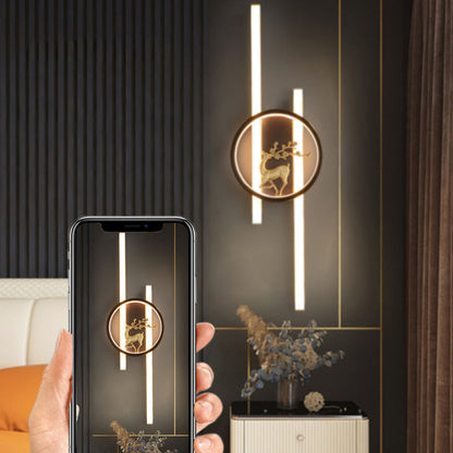 Chinese Plum Deer Full Copper Silicone LED Wall Sconce Lamp