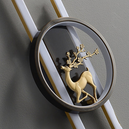 Chinese Plum Deer Full Copper Silicone LED Wall Sconce Lamp