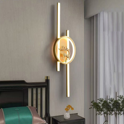 Chinese Plum Deer Full Copper Silicone LED Wall Sconce Lamp