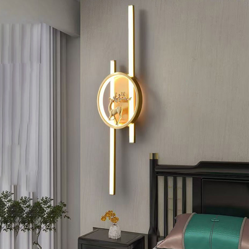 Chinese Plum Deer Full Copper Silicone LED Wall Sconce Lamp
