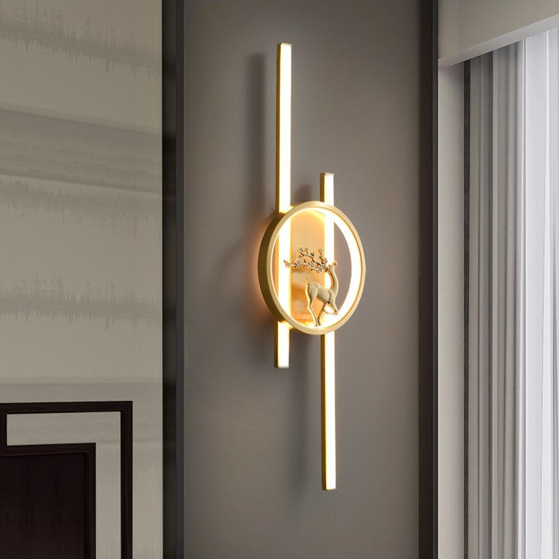Chinese Plum Deer Full Copper Silicone LED Wall Sconce Lamp
