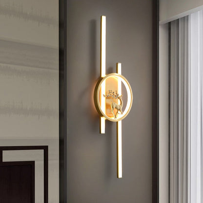 Chinese Plum Deer Full Copper Silicone LED Wall Sconce Lamp