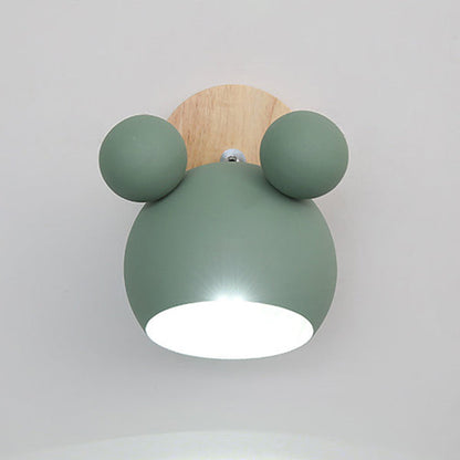 Scandinavian Disc Base Iron Wood 1-Light Wall Sconce Lamp