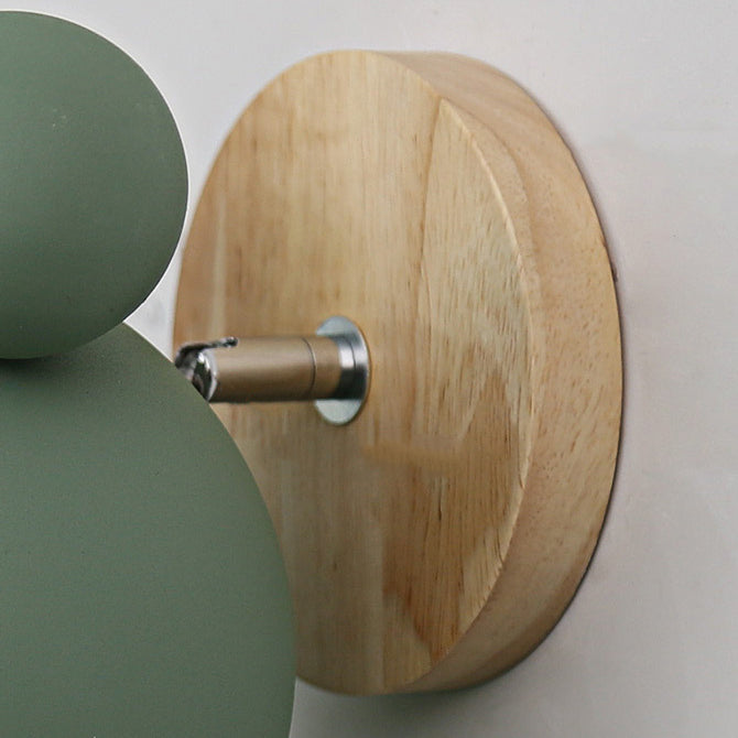 Scandinavian Disc Base Iron Wood 1-Light Wall Sconce Lamp