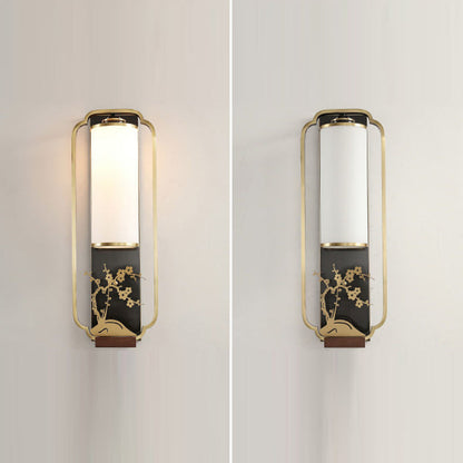 Chinese Chrysanthemum Iron Glass 1-Light Wall Sconce Lamp