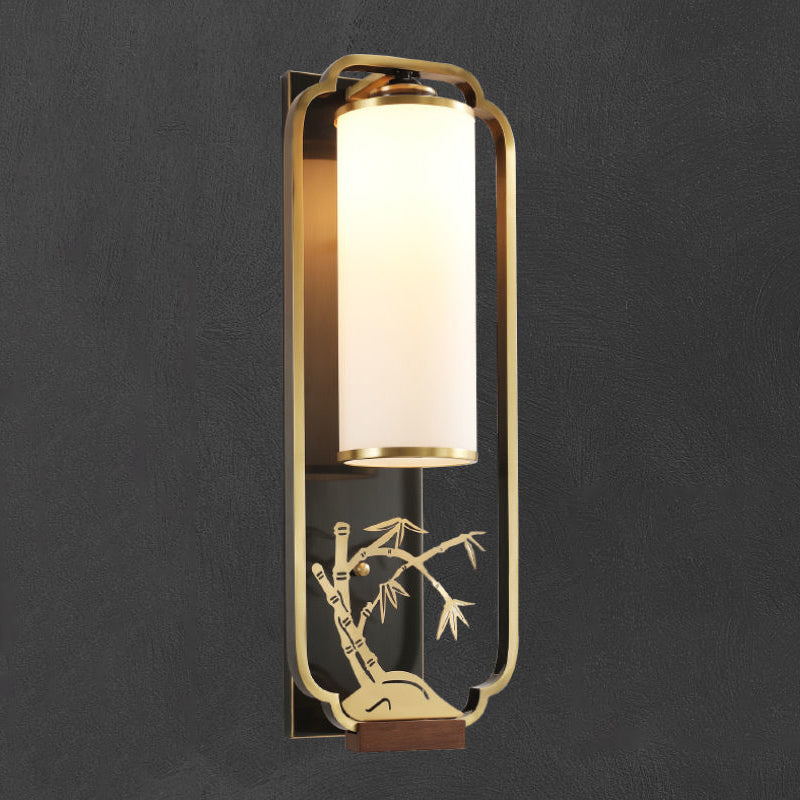 Chinese Chrysanthemum Iron Glass 1-Light Wall Sconce Lamp