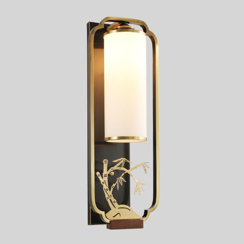 Chinese Chrysanthemum Iron Glass 1-Light Wall Sconce Lamp