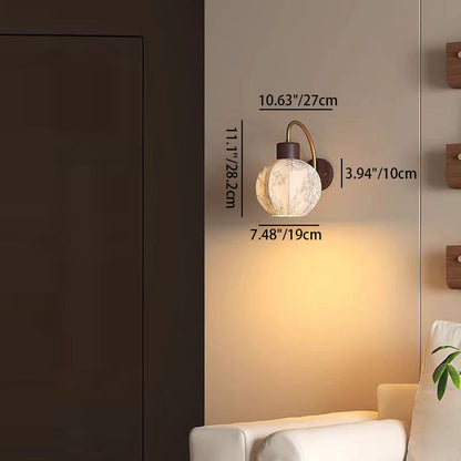 Spherical Iron Wooden Fabric 1-Light Wall Sconce Lamp
