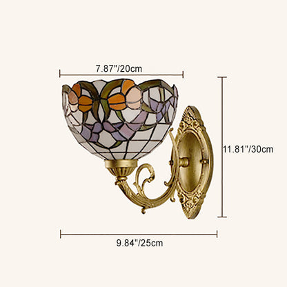 Tiffany Lotus Iron Glass 1-Light Wall Sconce Lamp