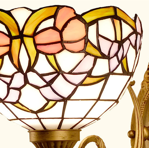 Tiffany Lotus Iron Glass 1-Light Wall Sconce Lamp