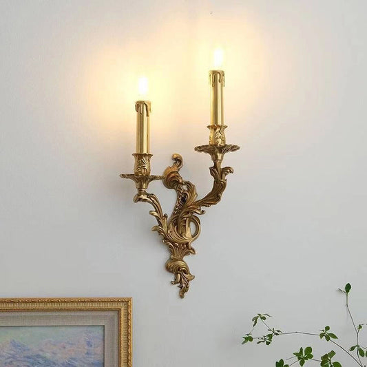 French Sconce Lamp Carved Copper 2/3 Light Wall Sconce Lamp