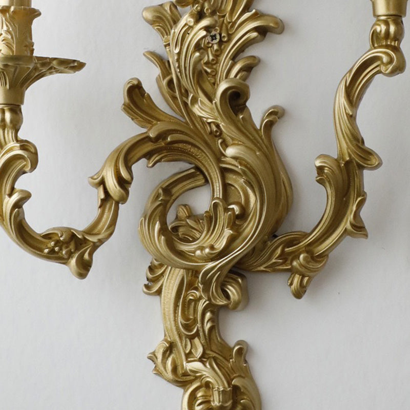 French Sconce Lamp Carved Copper 2/3 Light Wall Sconce Lamp