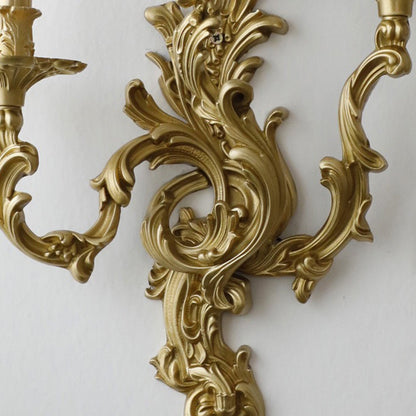 French Sconce Lamp Carved Copper 2/3 Light Wall Sconce Lamp