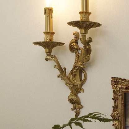 French Sconce Lamp Carved Copper 2/3 Light Wall Sconce Lamp