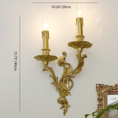 French Sconce Lamp Carved Copper 2/3 Light Wall Sconce Lamp