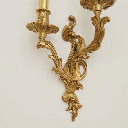 French Sconce Lamp Carved Copper 2/3 Light Wall Sconce Lamp